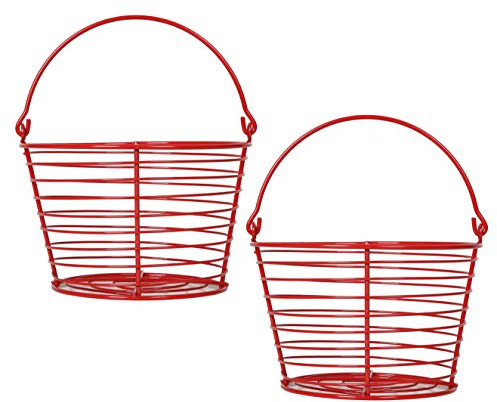 CONCORD 8 Egg Basket For Storage Collecting and Transporting Chicken and Duck Eggs. Farm Grade Wire Baskets. 2 Pack (Red)