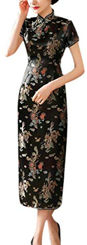 keepmore Stile Cinese Qipao per Donne, Lungo Vestito Plus Size Cheongsam Abito da Sera Qipao per Nozze