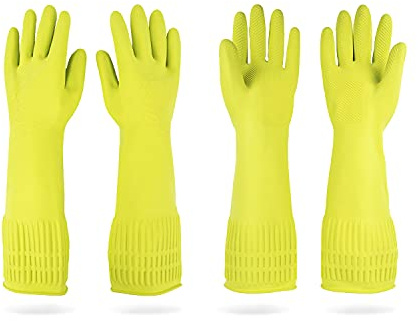 DABOGOSA MAMISON 2 Pairs Rubber Gloves(Green, L) - Long Rubber Gloves Dishwashing Gloves