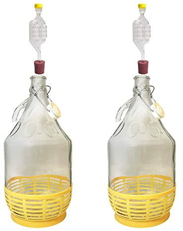 DIAH DO IT AT HOME 2 x 5L Demijohns - Airlocks, Bungs for Cider Carboy 1 Gallon, Wine Making, Storage