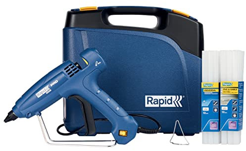 Rapid EG320 Pistola per Colla a Caldo da 11 - 12 mm con Capacità di Estrusione di 1000 g / ora, Controllo della Temperatura a 195 °C, Ugello Intercambiabile e Cavo da 1,75 m, con Stick di Colla