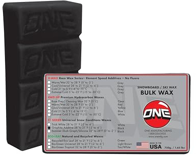 One Mfg F1 Graphite Plus Snowboard & Ski Wax 750g (1.65lb) Big Brick -Universal Conditions-Hot Wax-Speed additives + Speed Oil- Anti-Friction = Max Speed