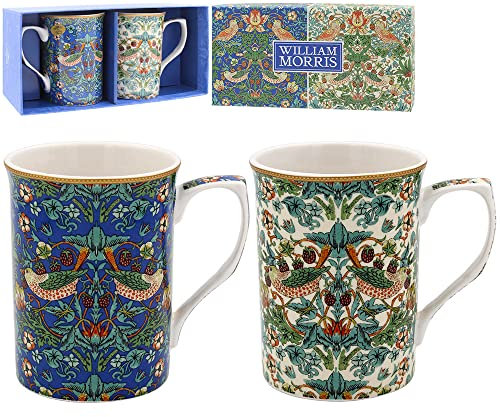 The Leonardo Collection Set of 2 Mugs Boxed - William Morris Strawberry Thief Design