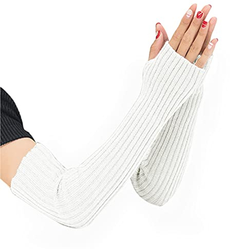 SUNTRADE Fingerlose Strickhandschuhe für Damen und Mädchen, weich, dehnbar, lange Handschuhe