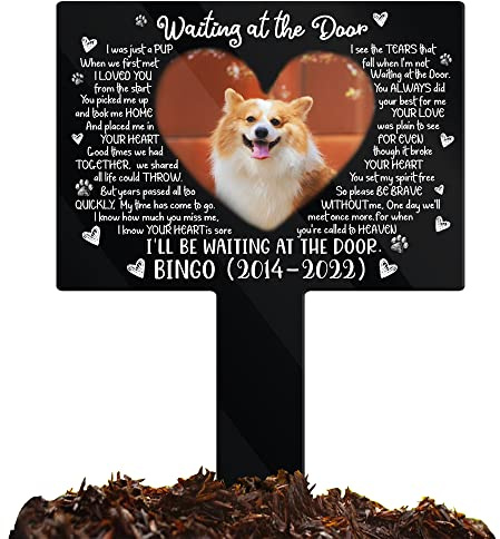 BfiGift Pet Grave Markers Personalized Outdoor Animal Grave Markers Cross Pet Memorial Plaque Garden Decor to Remember Your Dogs Yard Stake Grave Supplies Photo In Loving Memory Animal Cats Cross