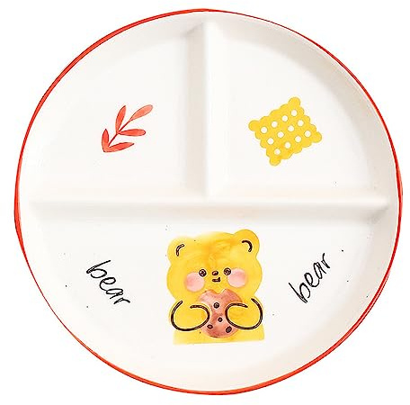 Generisch 3 Geteilter Porzellanteller, 8 Inch Rund, Portionskontrolle Zum Abnehmen, Für Frühstück