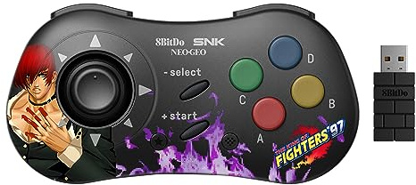 8Bitdo Manette Iori Yagami Bluetooth Style SNK Neo Geo CD - Compatible PC Windows, Android & Neo Geo Mini