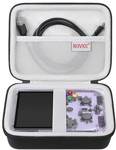 BOVKE Carrying Case Compatible with Anbernic RG405V Retro Handheld Game Console, Vertical Version Android Retro Handheld Game Holder with Mesh Pocket for Charging Cables, Black