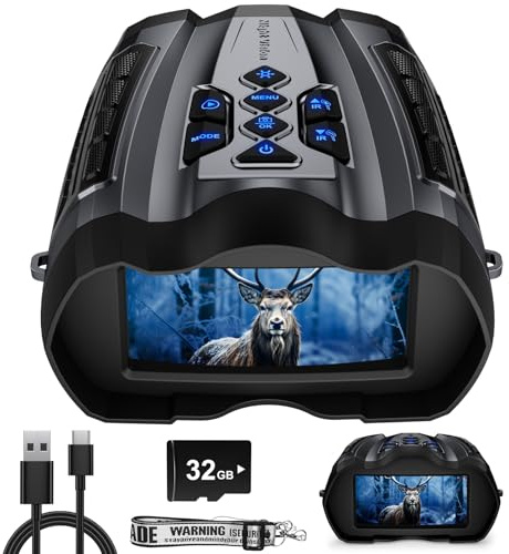 Night Vision Goggles,4K Night Vision Binoculars for Adult with 5000mAh Rechargeable Battery,16X Digital Zoom,3.5 HD Screen and 1000FT Viewing Range,32GB TF Card for Photo and Video,Ideal Gift for Men