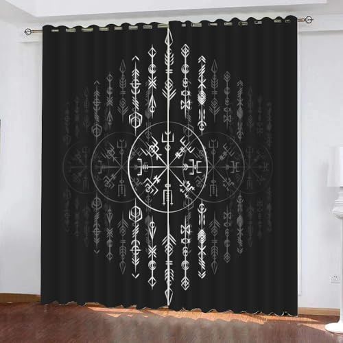 WIKINGER Gardinen ösenschal 2er Set B 234 X H 137 cm Vorhang Blickdicht Kälteschutz Schallschutz Verdunkelung Wärmeisolierende Vorhänge für Wohnzimmer Schlafzimmer