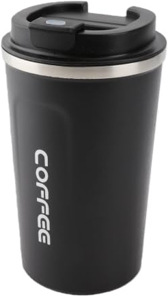 Taza de café, taza térmica con textura mate de 380 ml portátil de doble capa para viajes en coche (BLACK)