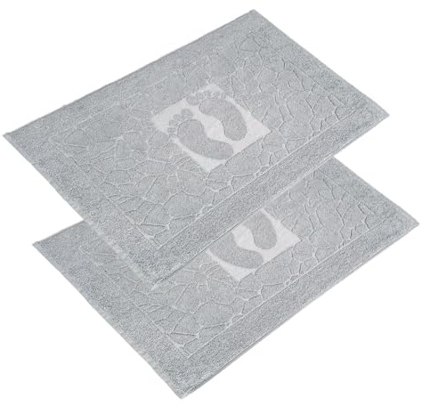 OG-ER Badvorleger Set 2 Teilig, Frottee Duschvorleger, Waschbar Duschmatte & Badteppich, 600 g/m² &100% Baumwolle, Saugfähig & Schnelltrocknend, 50 x 70 H.grau