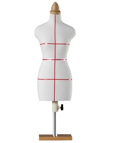 Bemvp 1/4 Weiblicher Schaufensterpuppen-Torso Rundem Ständer, Holz-nähschaufensterpuppen-körper, Stativständer, Kleidungs-Display-Modell Zum Nähen