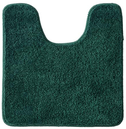 MIULEE 1 Pieza Alfombra de Forma de U Pelusa Verde Oscuro 50 x 50 cm | Rizada Suave Antipolvo Antideslizante Absorbente Alfombra Lavable para Baño
