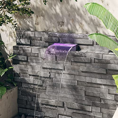 ShGaxin Fontaine cascade avec RGB acrylique 30 cm, cascades pour piscines, fontaine piscine, fontaine jardin, étang jardin, fontaine cascade, bassin - SPU:151401