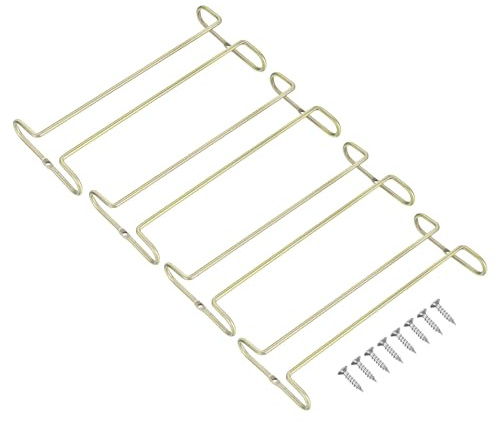 sourcing map Wine Glass Rack Under Cabinet, 4Pcs 10-Inch Stemware Wine Glass Hanging Rack Stainless Steel Wine Glass Organizer Storage Hanger for 5mm Stemware Column, Bronze