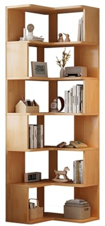 MOOWI Bücherregal Massivholz-Eckschrank, Ecklagerregal, raumhoher Lagerschrank, Heimlagerschrank, Bücherregal, modernes, einfaches Eckbücherregal Bücherregal