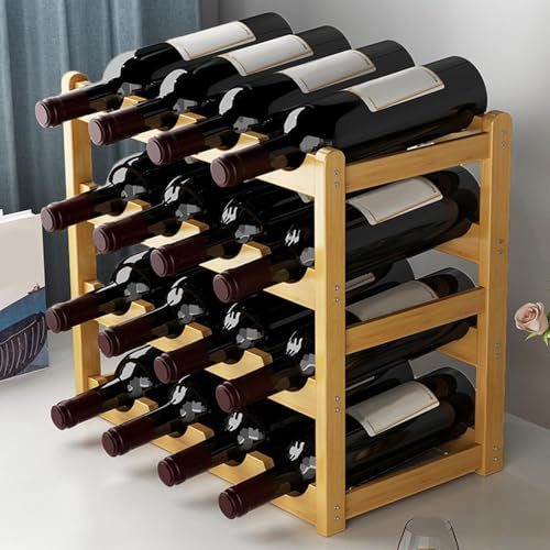 Casier À Vin Empilable Casier À Vin 4 Niveaux De Stockage De Vin pour 48 Bouteilles, Casier À Vin Casier À Bouteilles, Armoire De Rangement De Vin en Bois