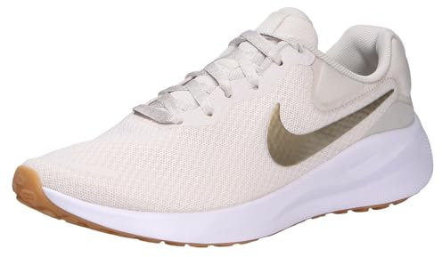 Nike Revolution 7, Zapatos con Cordones Mujer, Phantom/Neutral Olive-LT Bone-White-Gum, 38.5 EU