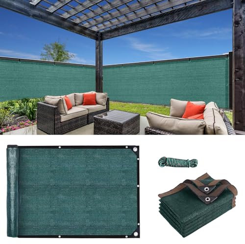 LOMGDOVC 5m x 2m Privacy Fence Screening, Heavy Duty Fencing Shade Cover, Garden Privacy Fence Screening Mesh Shade Net for Wall Garden Yard Backyard with Cable and String (Green)