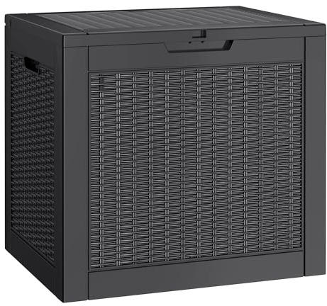 NUNU LAB 31 Gallon Outdoor Storage Box Waterproof,Indoor Outside Deck Boxes,Backyard Storage Bin For Package Delivery,Garden Tools,Patio Cushions,Pool Accessories,Storage Bench Lockable Lid,Tool Box