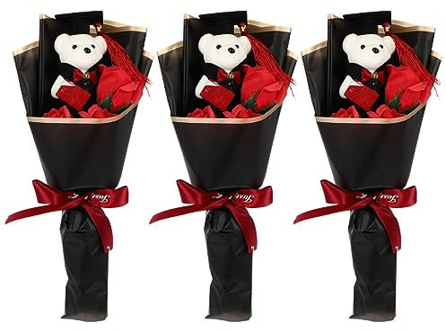 Zerodeko Ramo De Jabón De Flores Oso De Peluche Set De 3 De Fotos De Graduación