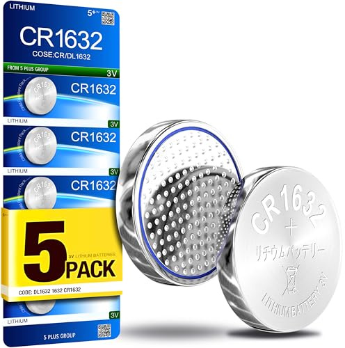 5Plus CR1632 Lot de 5 piles bouton au lithium 3 V compatibles DL1632 LM1632 pour montres, télécommandes, jouets et plus encore