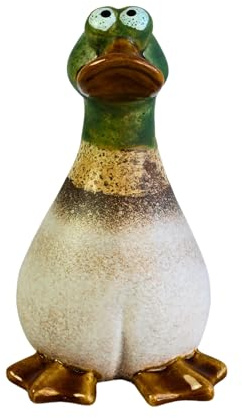 Manufaktur Lichtbogen Zaunhocker Erpel aus Keramik Dekofigur Ente Zaunfigur Enten Gartenfigur Garten