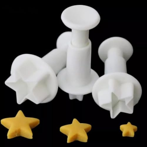 3er-Set Sternförmige Keksausstecher aus lebensmittelechtem ABS – Kinderfreundliche Backformen für Fondant, Kekse (Spülmaschinenfest, 3 Größen inkl.)