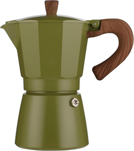 Kaffeekanne, Moka Express Italia Kollektion, Espresso -Hersteller für Gas oder Elektrokeramik -Kopie Campinghandbuch kubanischer Kaffee -Perkolator für Cappuccino oder Latte, Grün