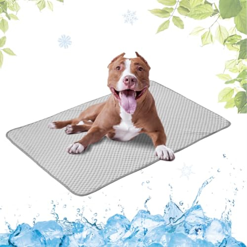 LEZUAN Kühlmatte Hunde, Waschbar Kühldecke Katzen, Sommer Selbstkühlende Hundematte, Ungiftig Kühlkissen für Haustiere, Selbst Kühlende Hund Kältematte(Grau,60x80cm)