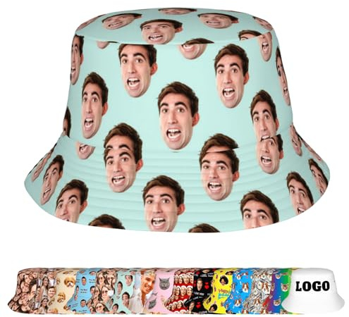 LucBuy Personalisierter Bucket Lustige Cap mit individuellem Foto, Stilvoll Fischerhut als Kopfschmuck Einzigartiges Geschenk für Geburtstage, Feiertage und Besondere Anlässe