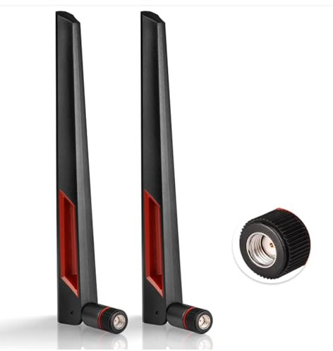 GIONAR 10dBi Dual Band WiFi Antenna RP-SMA - 2.4GHz/5.8GHz Screw-in Aerial for PC, Router, ASUS RT-AC68U, PCI-E Network Card, Camera