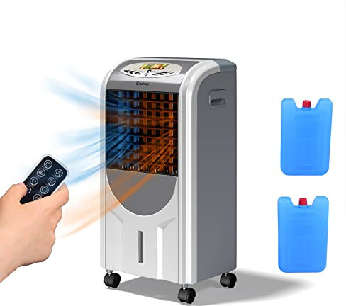 RELAX4LIFE Raffreddatore Evaporativo 5 in 1 con Raffreddamento 75W,Riscaldamento 2000W, Umidificatore e Ventilatore, Purificatore d'Aria, LED Display, Timer 8 H e Serbatoio 7 L