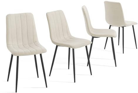 [en.casa] Matrumsstol älsare matstolar set om 4 köksstolar 89 x 43 x 52 cm beige