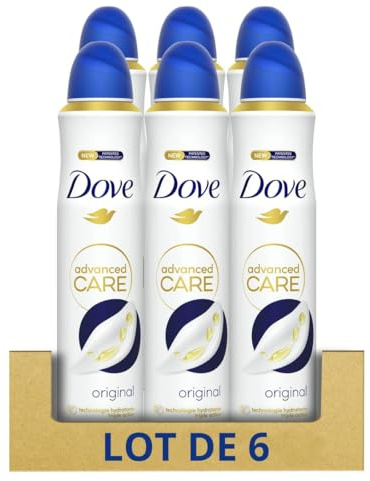 Dove Deodorante Spray Advanced Care Original, con Formula Idratante e Delicata sulla Pelle, Senza Alcol, Pelle Asciutta Fino a 72 Ore, Deodorante Uomo e Donna, 6 Pezzi da 200ml