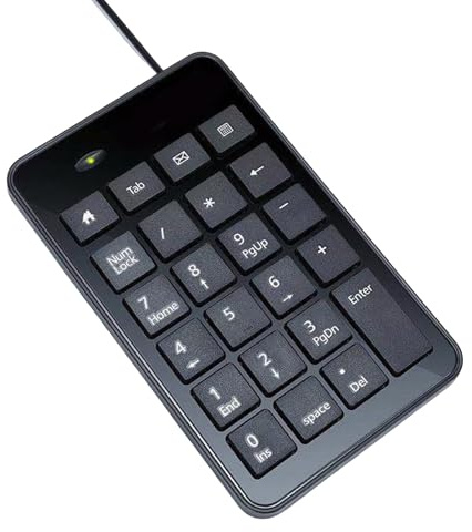 Fahoujs Teclado numérico 23 teclas con cable USB Number Pad externo teclado numérico portátil para portátil portátil