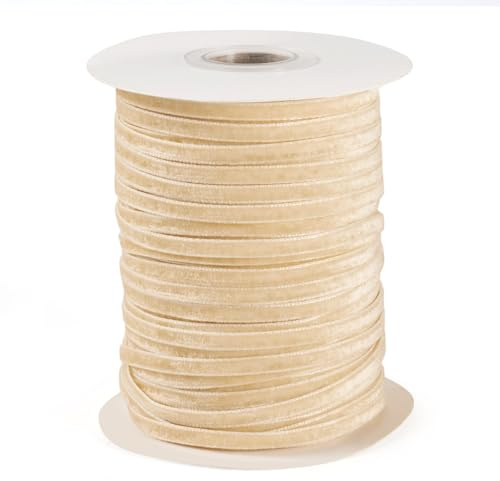 Spritewelry 45,7 m Samtband, 3 mm, Vintage, einseitig, Satinband, Dekoration, Spitzenborte für Geschenkverpackungen, Weihnachtskranz, Schleife, DIY, Basteln, Nähen, alte Spitze