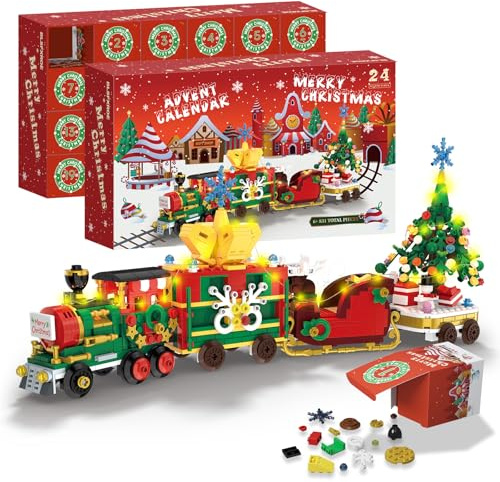 Calendrier de l'Avent 2025 avec 24 lutins en peluche (Rouge - Train)
