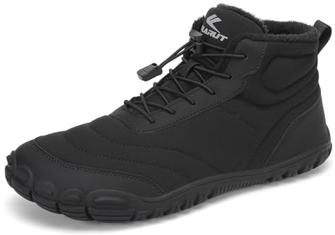 FLARUT Scarpe Invernali a Piedi Nudi Uomo Donna Barefoot Scarpe Foderate Caldo Scarpe a Punta Larga Resistenti all'acqua Scarpe da Trail Running Trekking InvernoStivali(Nero,43)