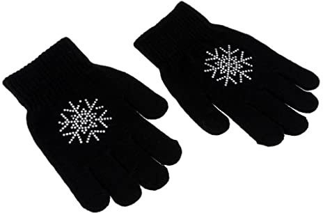Geardeangloow Eislaufhandschuhe für Mädchen, Damen, Kinder, magischer Stretch-Handschuh, weiße Blume, Größe S, weiße Schneeblume