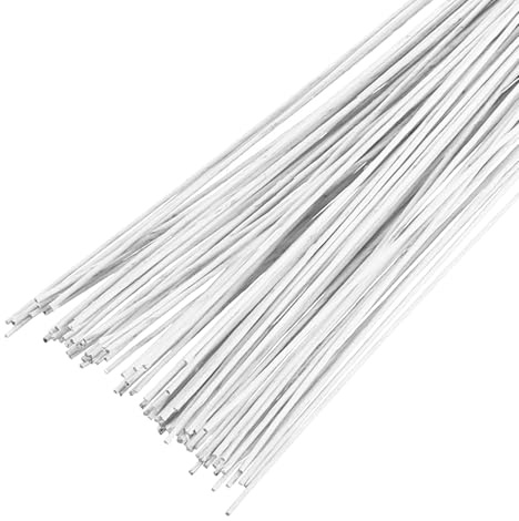 PATIKIL 100 steli di fiori artificiali in ferro avvolto in carta, accessori per bouquet fai da te e decorazioni artigianali, colore: bianco
