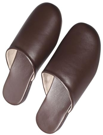 Pantuflas De Cuero Premium Sin Cordones Para Mujer, Zapatillas De Casa,zapatilla Planas De Hotel Con Suela Oxford Antideslizante Zapatillas De Dormitorio Para Primavera Y Otoño(Bruin,EUR41-42)