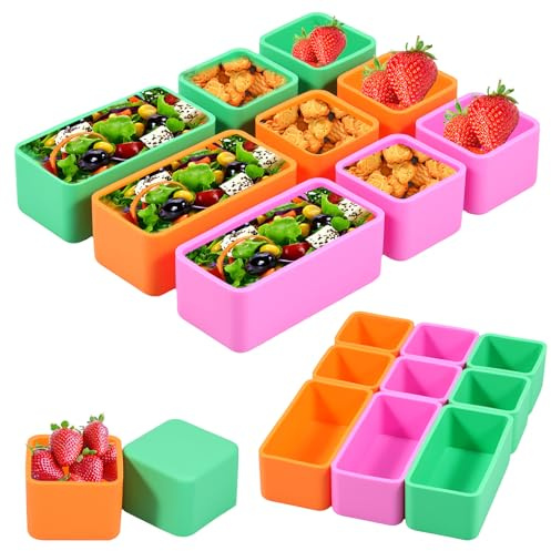 Toaboa 9 Set Lunchbox Trennwände aus Silikon, Box Zubehör Hohe Temperaturbeständigkeit, Sauber und Hygienisch, Brotdosen Zubehör für Mikrowelle, Backofen, Spülmaschine Kühlschrank