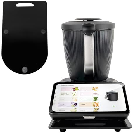 TUTUO Gleitbrett für Thermomix TM7 aus 20 mm Acryl Glas, Rollbrett mit 360° Gummirollen & rutschfesten Füßen, Schützt Waage & Arbeitsplatte, Leicht zu Reinigen – Schwarz Hochglanz