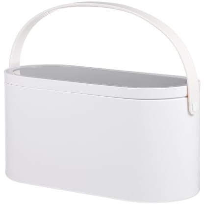 MILISTEN Tragbarer Kosmetik Organizer mit LED Spiegel Kunststoff Glas Weiß Reise Make Up Koffer mit Touch Beleuchtung Griff für Business Camping und Fitness