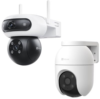 EZVIZ Kit Caméras Surveillance WiFi Extérieures : C8C 2MP PT 360° & C90 4MP+4MP Dual Lens, Vision Nocturne Couleur, Détection Humaine, Suivi Intelligent, Audio Bidirectionnel