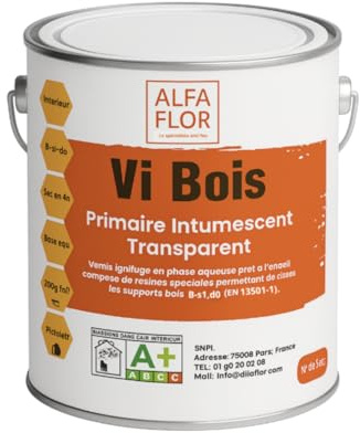 Vernis intumescent bois transparent B-s1,d0 (M1) – Anti-feu intérieur ERP – Protection incendie bois – 1 couche – Prêt à l’emploi – Fabriqué en France – 1L/5L/20L