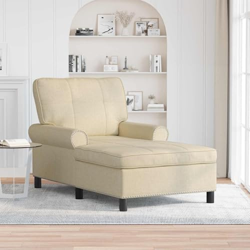 faucqel Lounge-fåtölj med kudde grädde av tyg 91 x 157 x 91 cm, schäslong för vardagsrum, avslappnande säng med avtagbar sittkudde, soffa och recamiere för bekväm avkoppling