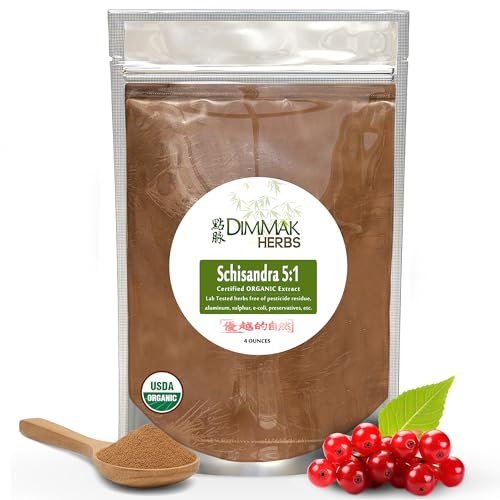 Dimmak Herbs Organic Schisandra Berry Extract 5:1 (Wu Wei Zi)- The Five Flavor Adaptogen for Liver Detox, Glowing Skin & Mental Focus- Stress Relief Tonic (4oz)
